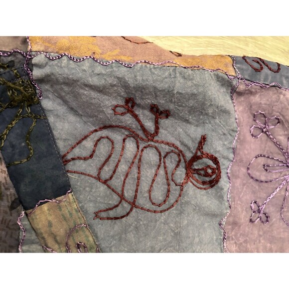 Vtg Patchwork Embroidered Whimsigoth Long Vest Or Jumper Dress Phoebe Pockets M - Picture 8 of 12